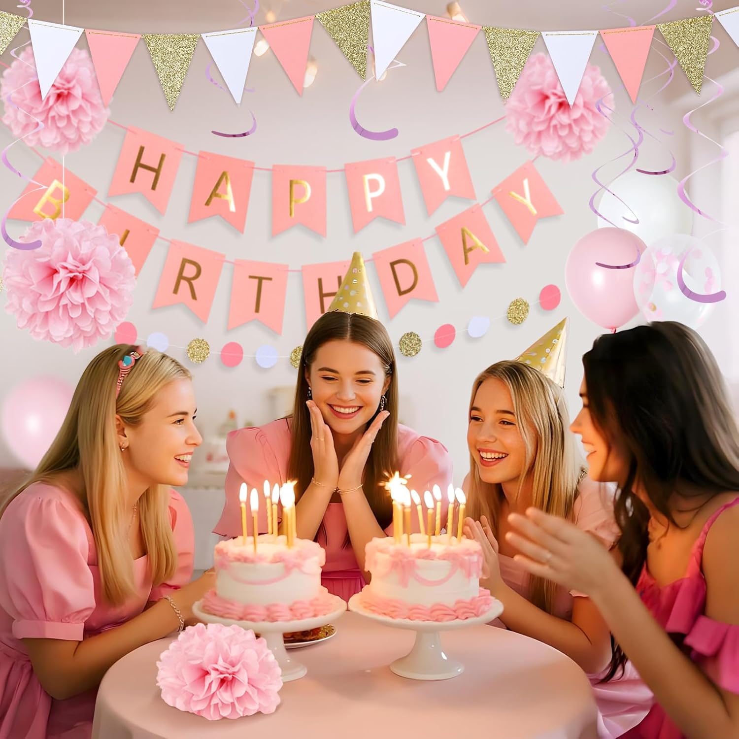 Thumbnail 5 de SUNBEAUTY 36 Stück Rosa Geburtstags Deko-Set – Komplettset für Mädchengeburtstage und Baby-Partys