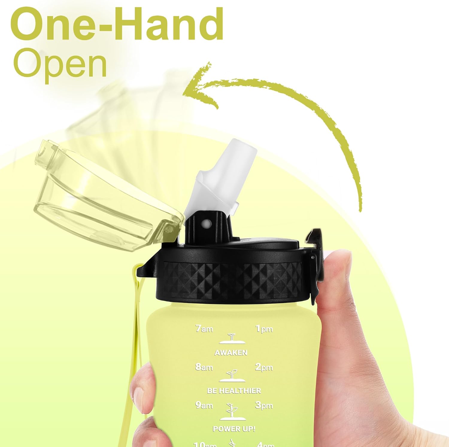 Detalle 2 de GOPPUS 350ml Kids Water Bottle with Straw, Strap & Flip-Top Lid (BPA-free, Leakproof)