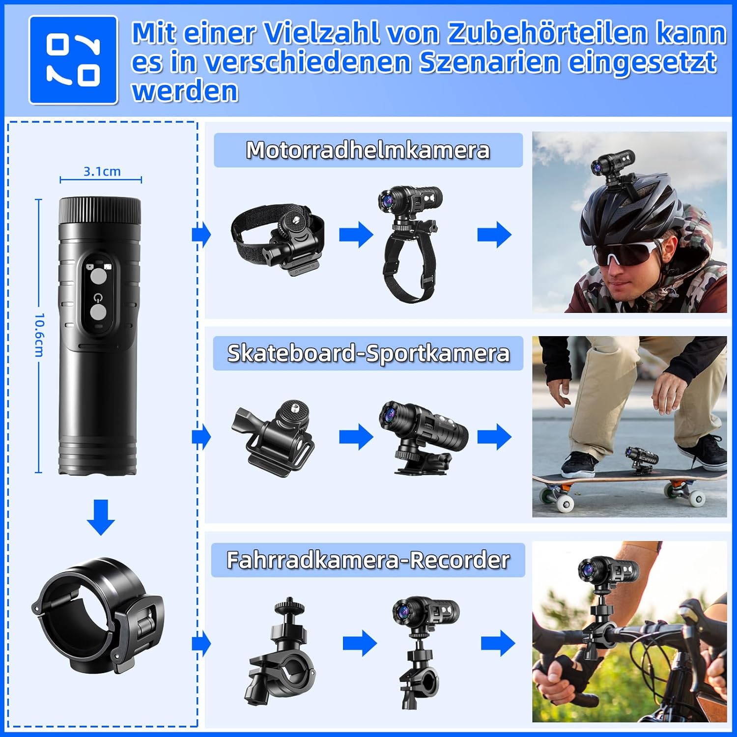 Thumbnail 5 de AIKER Dashcam Moto Profesional 1080P 120°