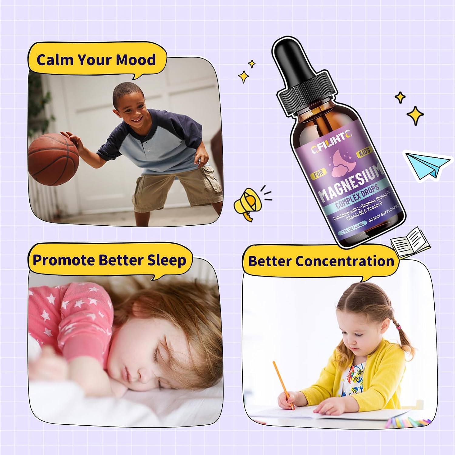 Detalle de CFILIHTC Kids Magnesium Glycinate Liquid Drops, Strawberry, 2 fl oz