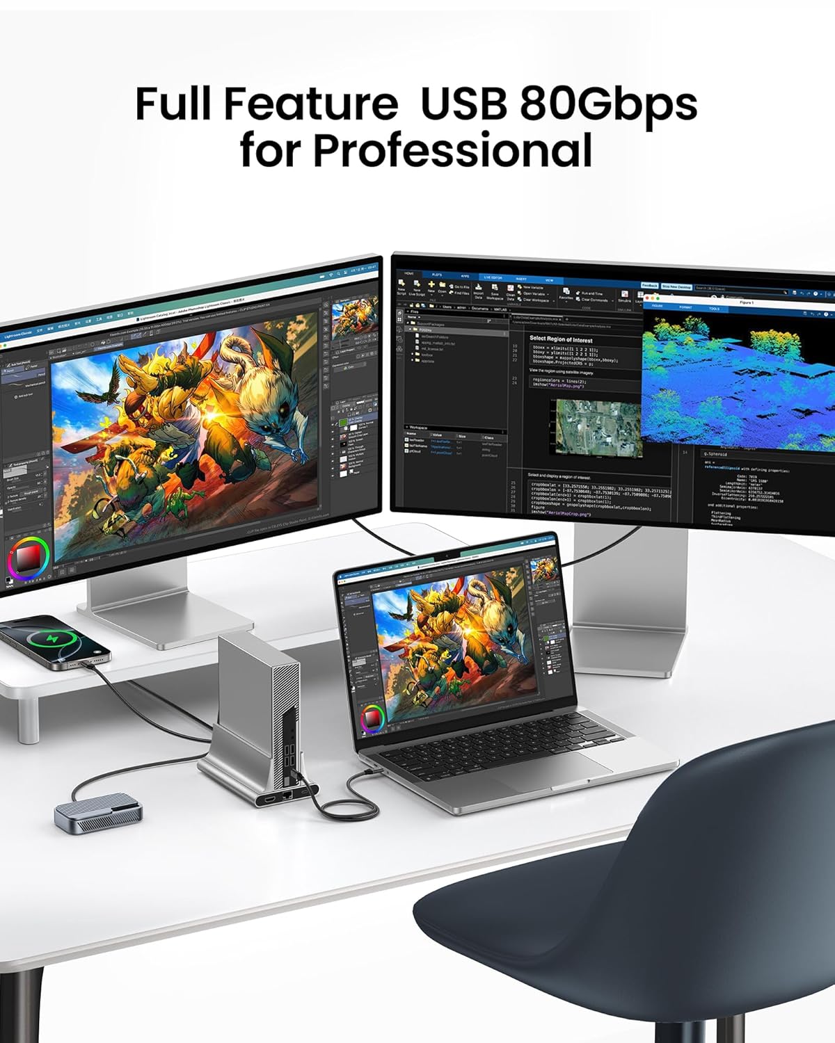 Thumbnail 5 de Silkland USB 4 Thunderbolt 5 Cable 80Gbps/120Gbps, 10FT (3m) — 240W Fast Charge & Dual 8K/16K Display Ready