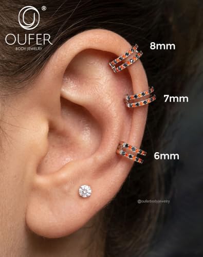Detalle de OUFER Body Piercing: Aro nasal 20G 6–8 mm en acero 316L, cierre clic