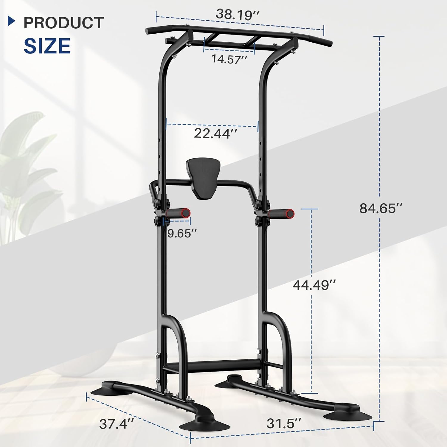 Detalle de BangTong&Li Power Tower Pull-Up Bar and Dip Station, Adjustable Black Steel