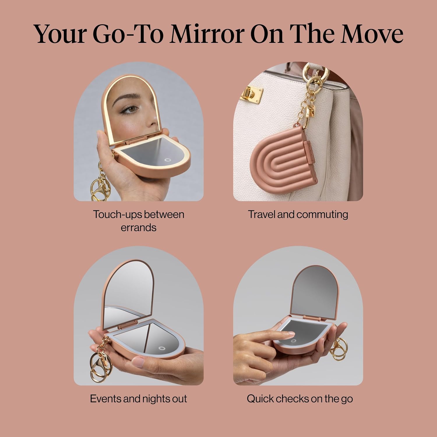 Thumbnail 6 de Kitsch Cute Keychain Compact Mirror with Lights, Dual Magnification, USB Rechargeable