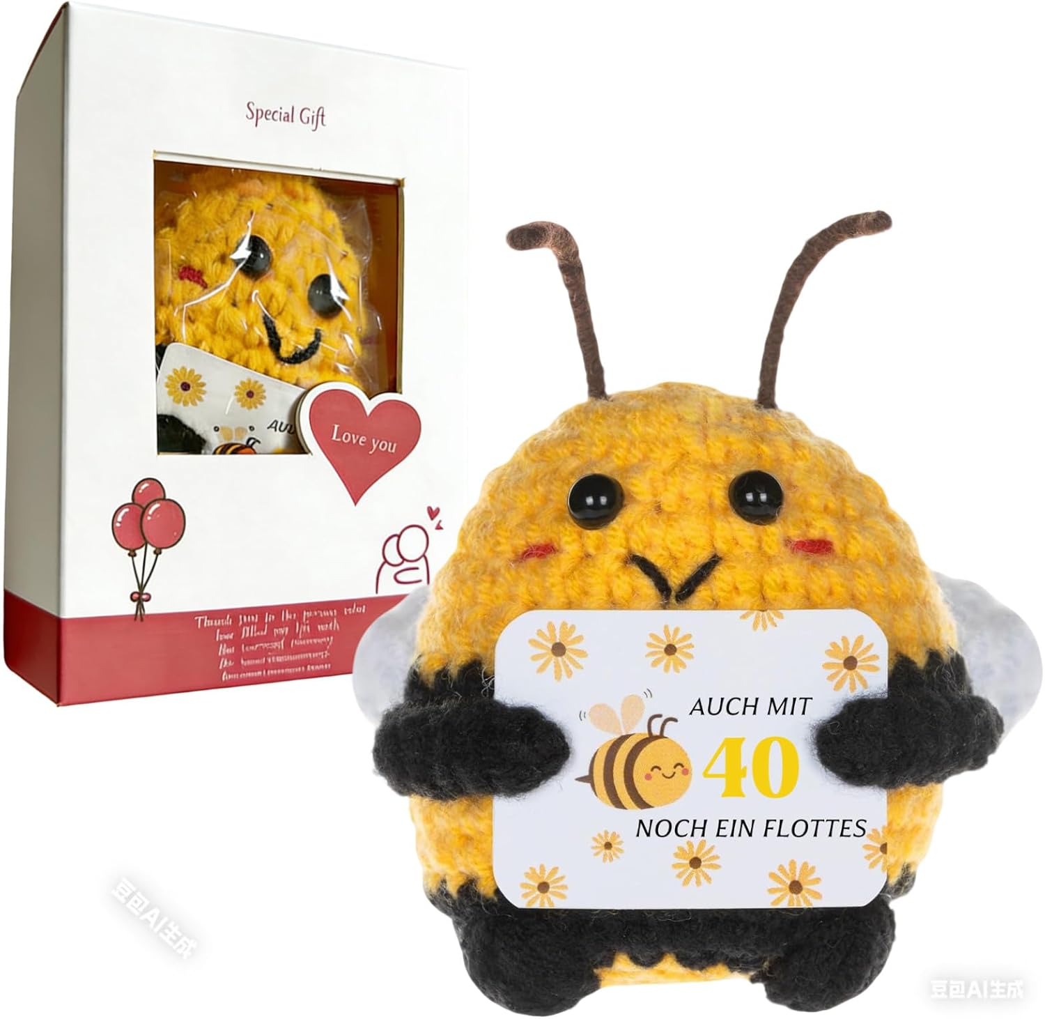 Thumbnail 6 de JoyJoyful Pocket Hug Biene Glücksbringer – Handgemachter Glücksbringer in kleines Bienchen-Design