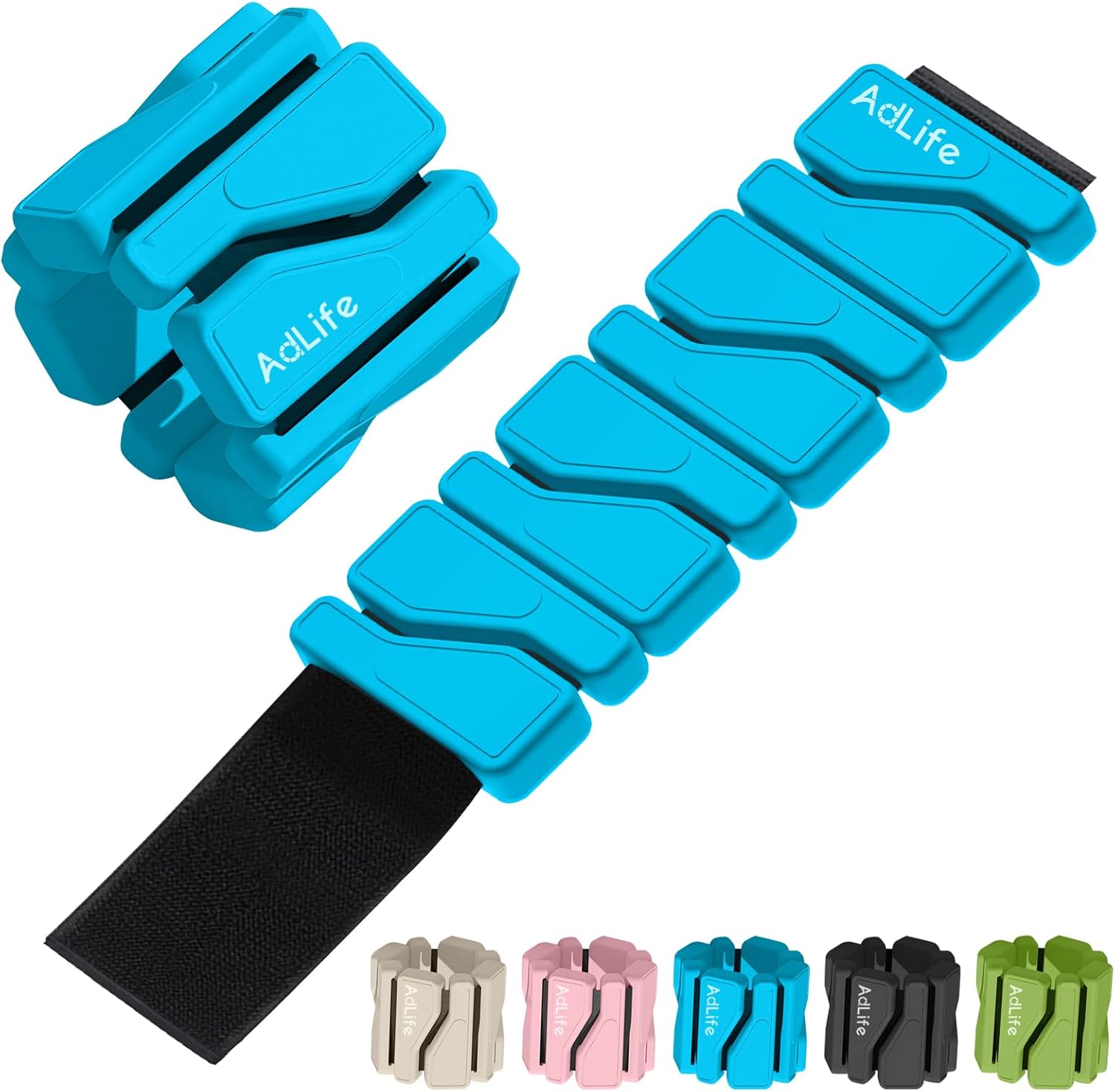 Detalle de AdLife Adjustable Wrist and Ankle Weights, 2 lb Pair, Modular Silicone