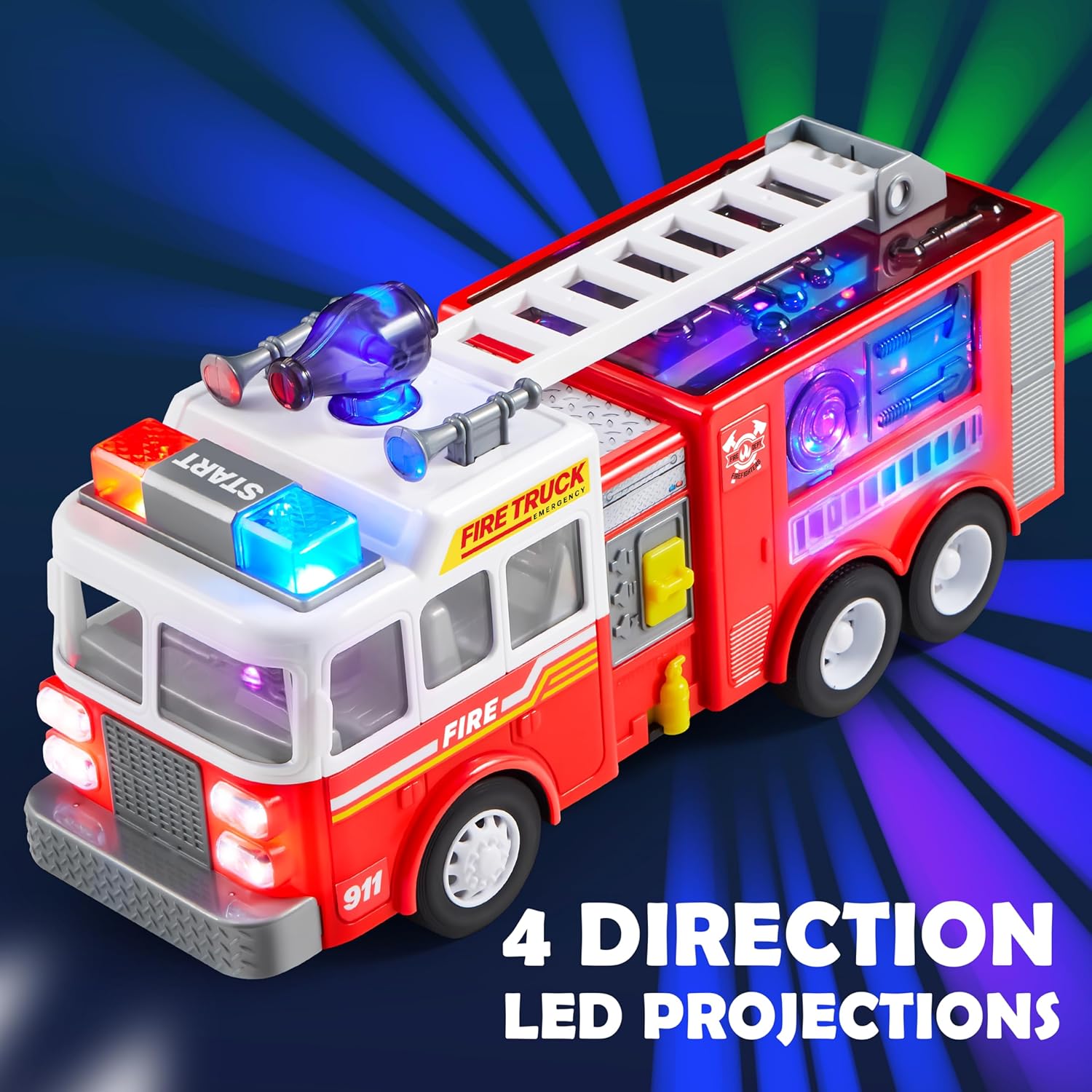 Thumbnail 3 de JOYIN interactive toddler fire engine truck toy (LED projections, sirens & bump-n-go) for ages 3–8