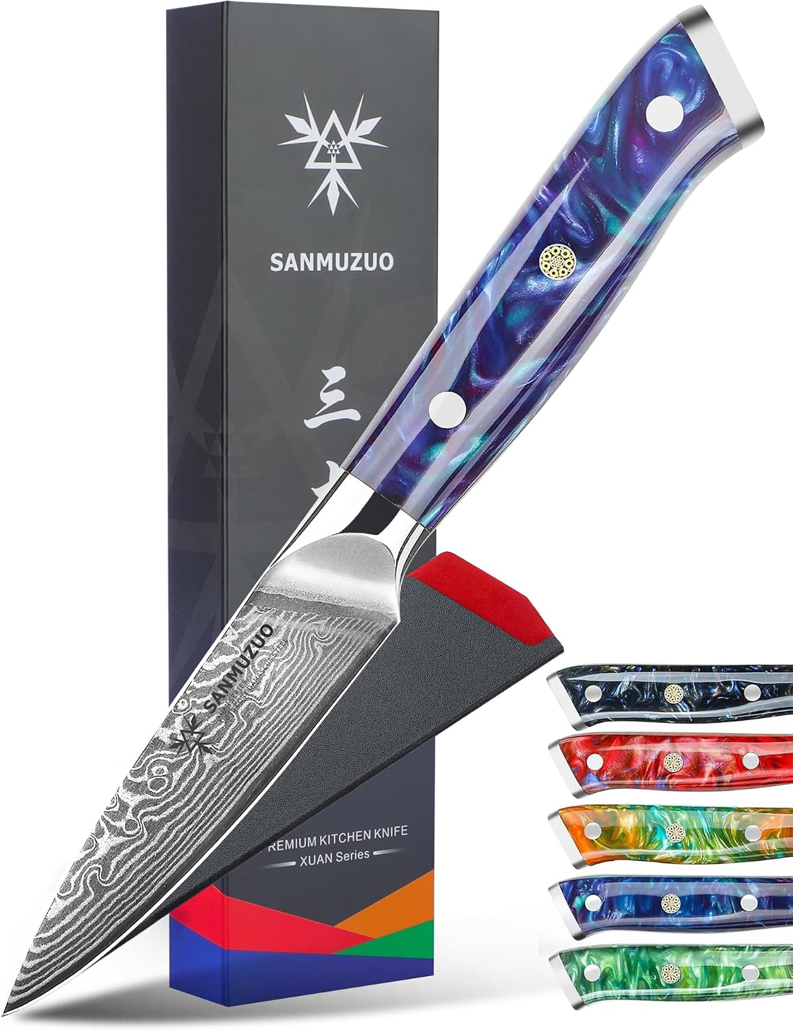 Detalle de SANMUZUO Damast Schälmesser 9 cm