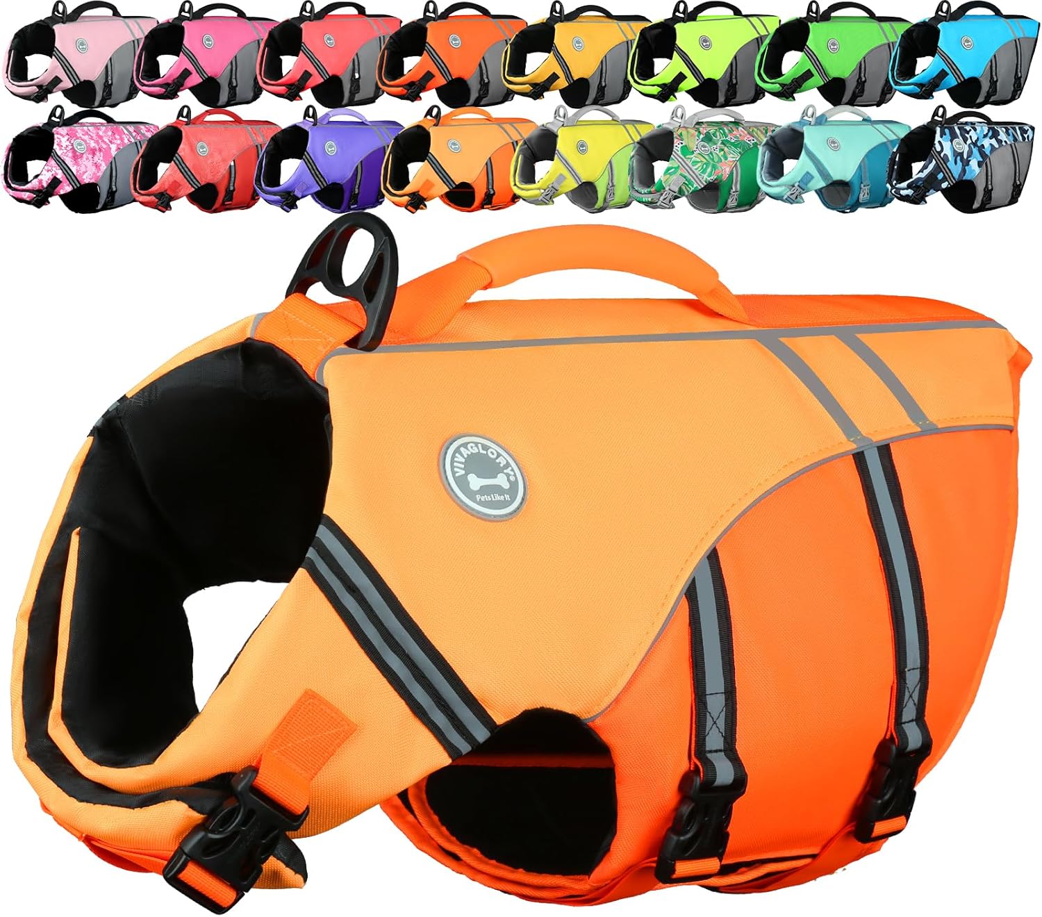 Detalle de VIVAGLORY Sports Style Dog Life Jacket – Lightweight Buoyancy Vest for Safe Swimming