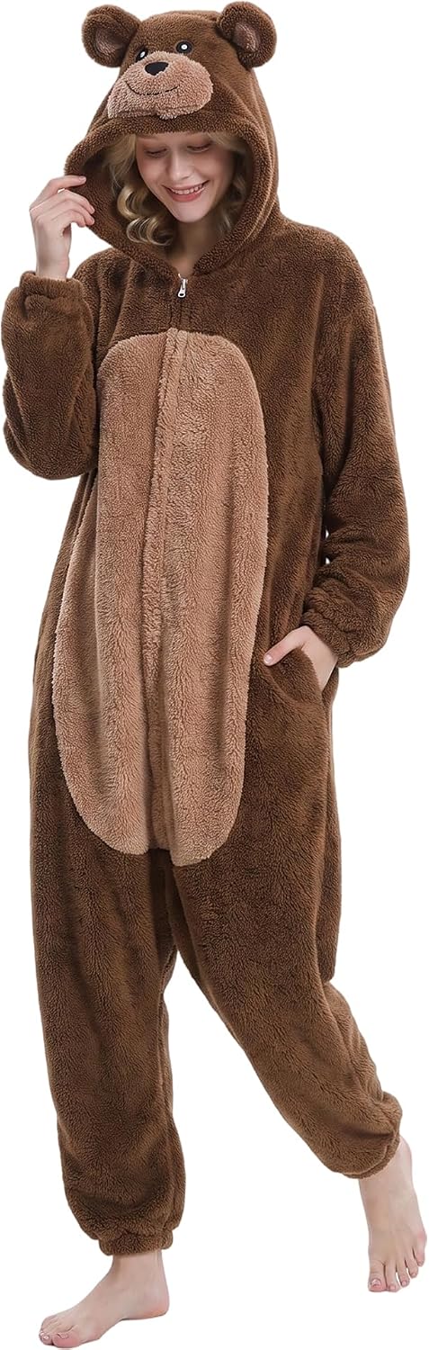 Detalle de Solvienne Adult Onesie Halloween Costume, Plush Zip-Up Pajamas with Pockets