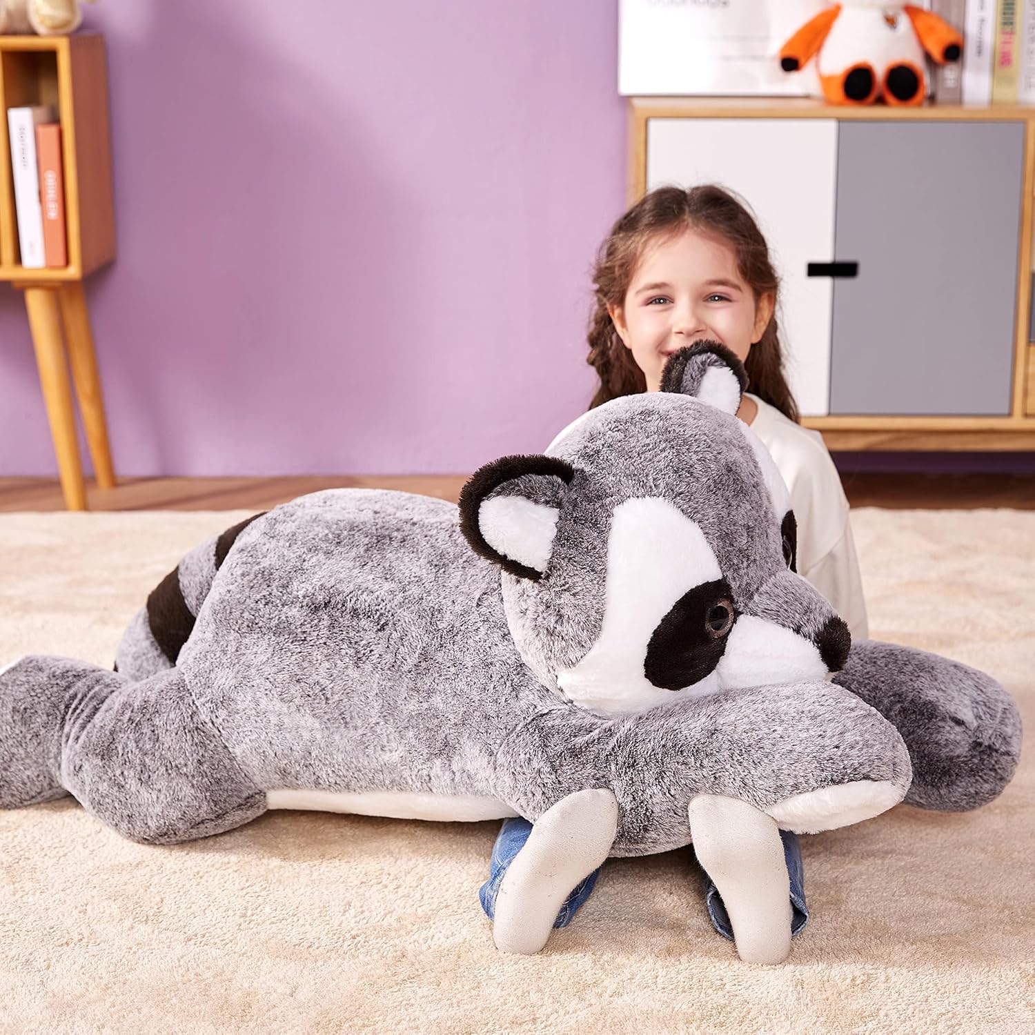 Thumbnail 3 de IKASA Giant Raccoon Stuffed Animal Plush Toy (30-inch) — Jumbo Hugging Raccoon Pillow