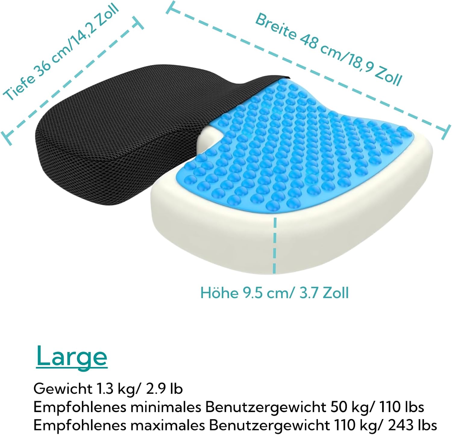 Thumbnail 1 de Bonmedico Cuscino Sedia Ufficio: Seduta Ergonomica in Memory Foam con Gel