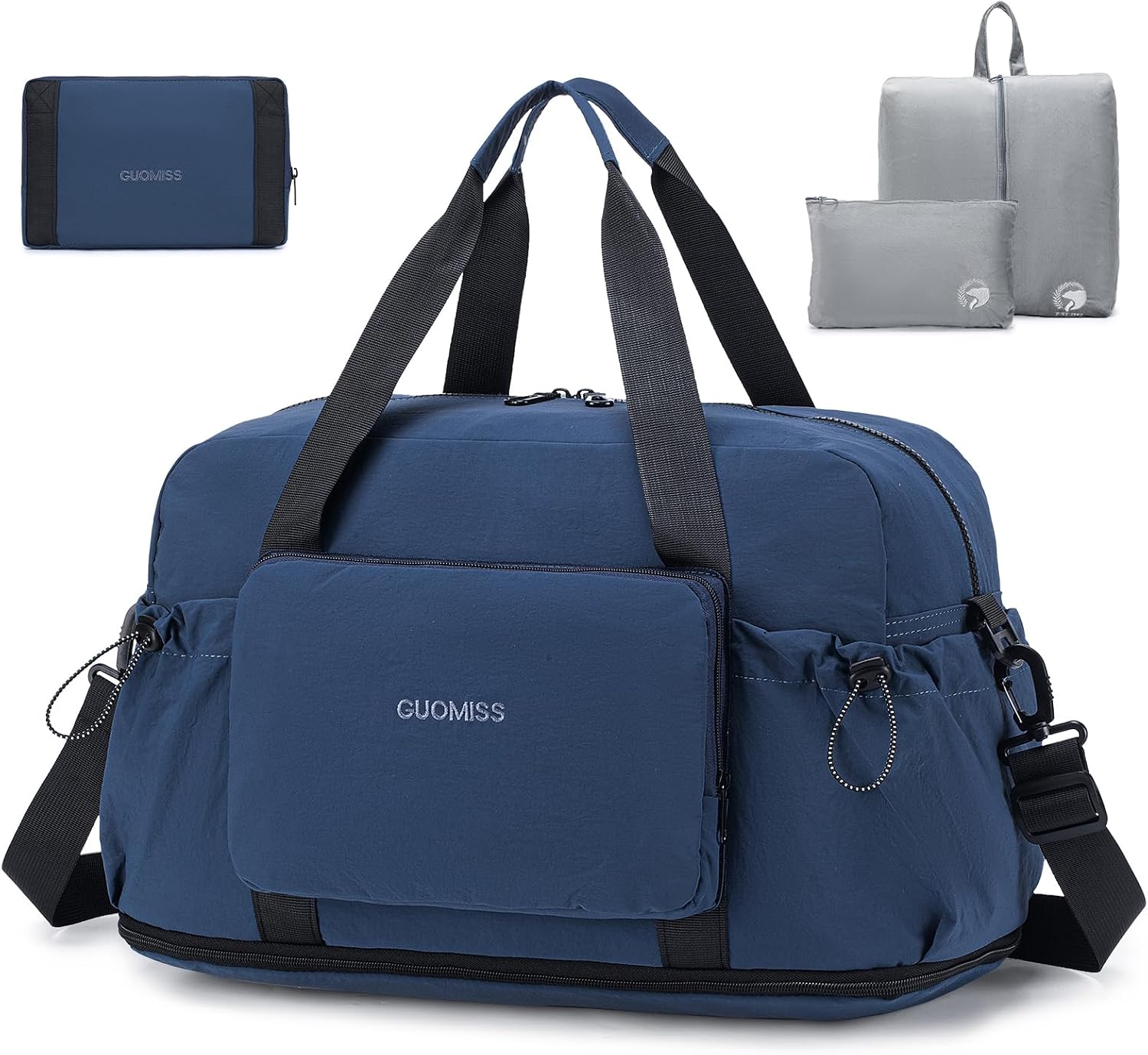 Detalle de SPAHER Large Travel Duffle: Foldable Cabin Bag with Wet Pocket and Two Included Toiletry Bags
