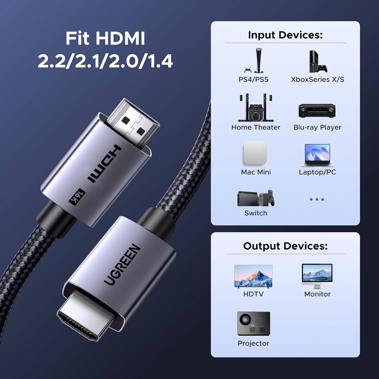 Thumbnail 5 de UGREEN 16K HDMI 2.2 – Câble Ultra Haute Vitesse 96 Gbps, 2 m