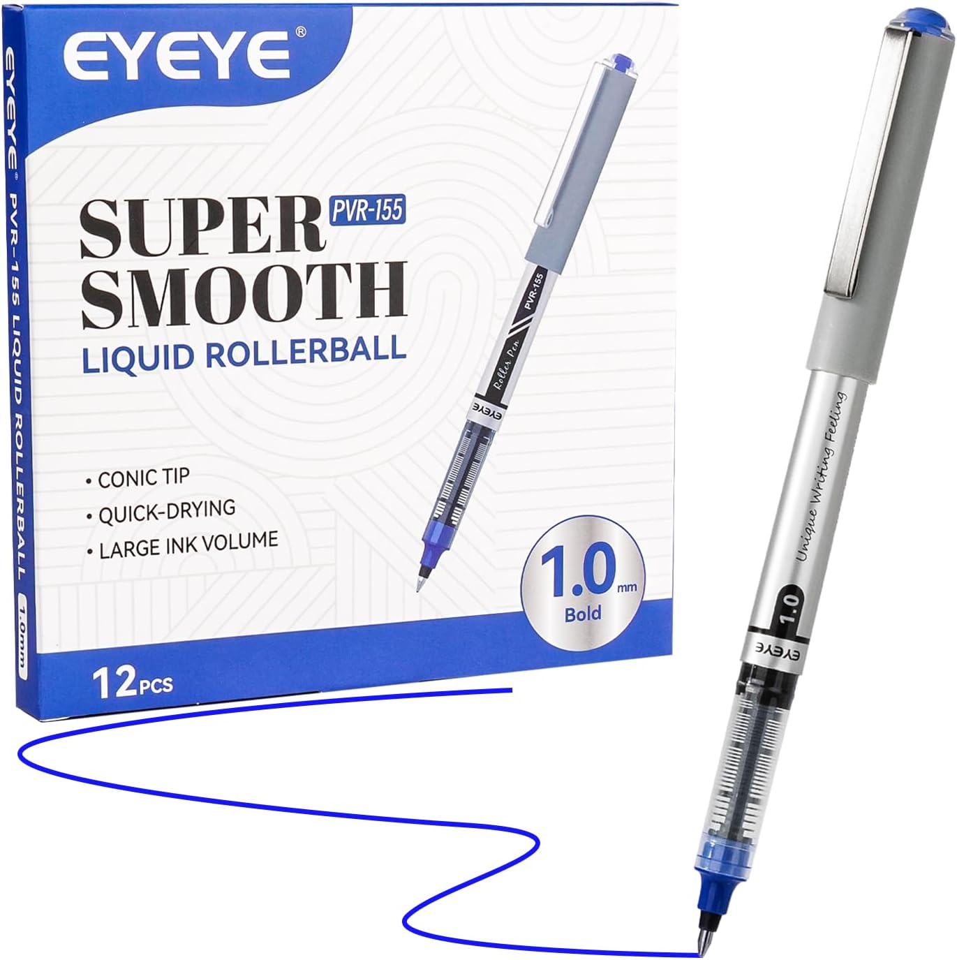 Thumbnail 6 de EYEYE Black Rollerball Pens 12 Pack – 0.7mm Medium Point, Quick-Dry Liquid Ink for Smooth Writing