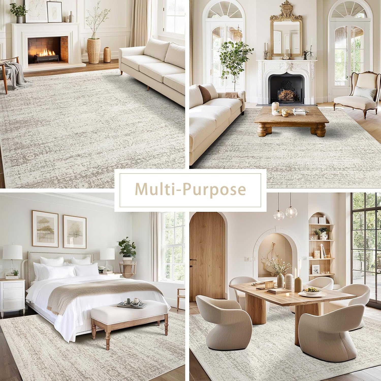 Thumbnail 4 de Srugn 9' x 12' Washable Area Rug, Low-Pile Faux Wool with Rubber Backing