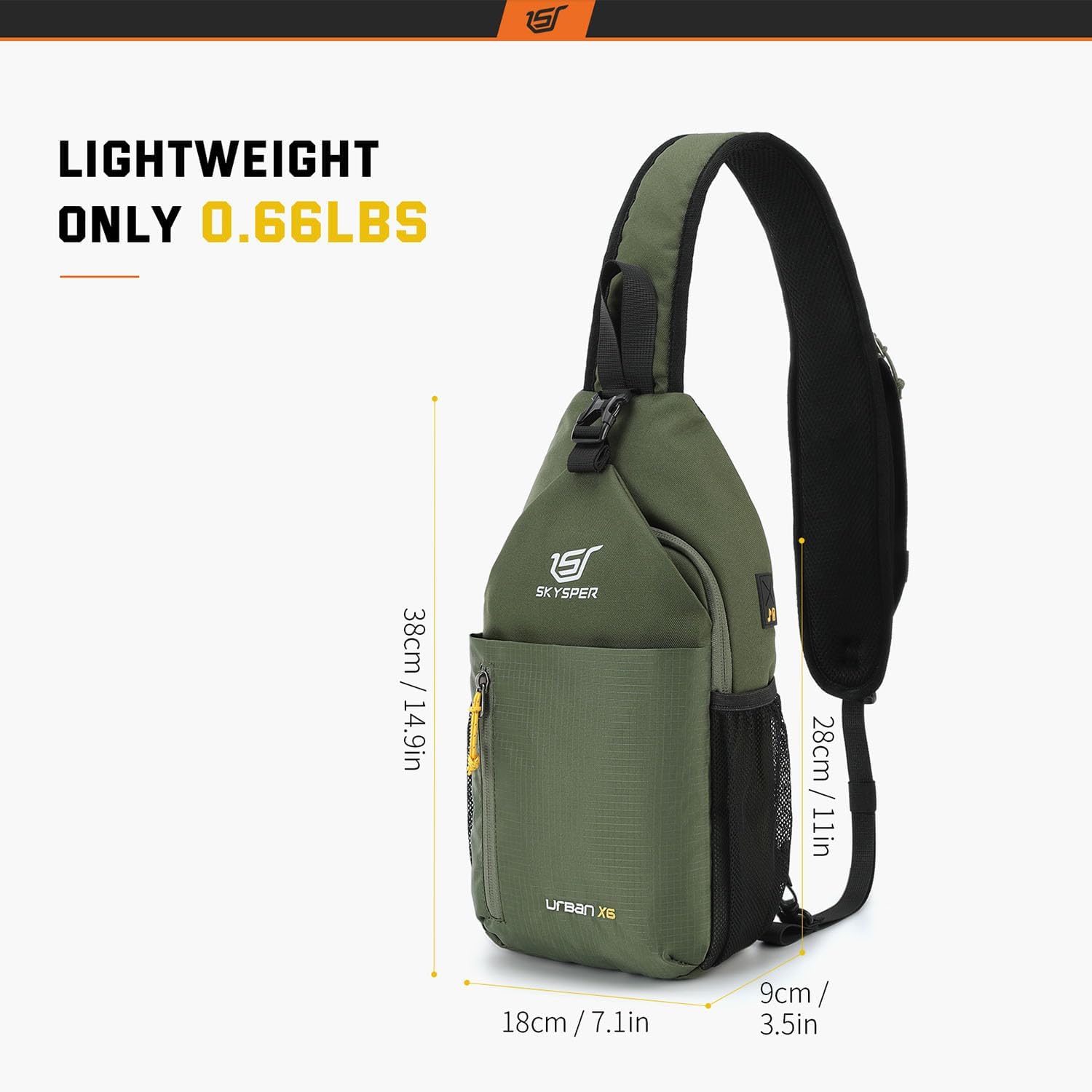 Detalle de SKYSPER Sling Bag Crossbody Backpack (6L) – lightweight water-repellent travel & hiking daypack