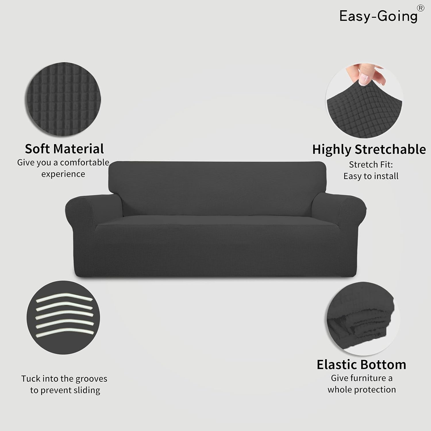 Detalle de Easy-Going Stretch Sofa Slipcover 60-81 in