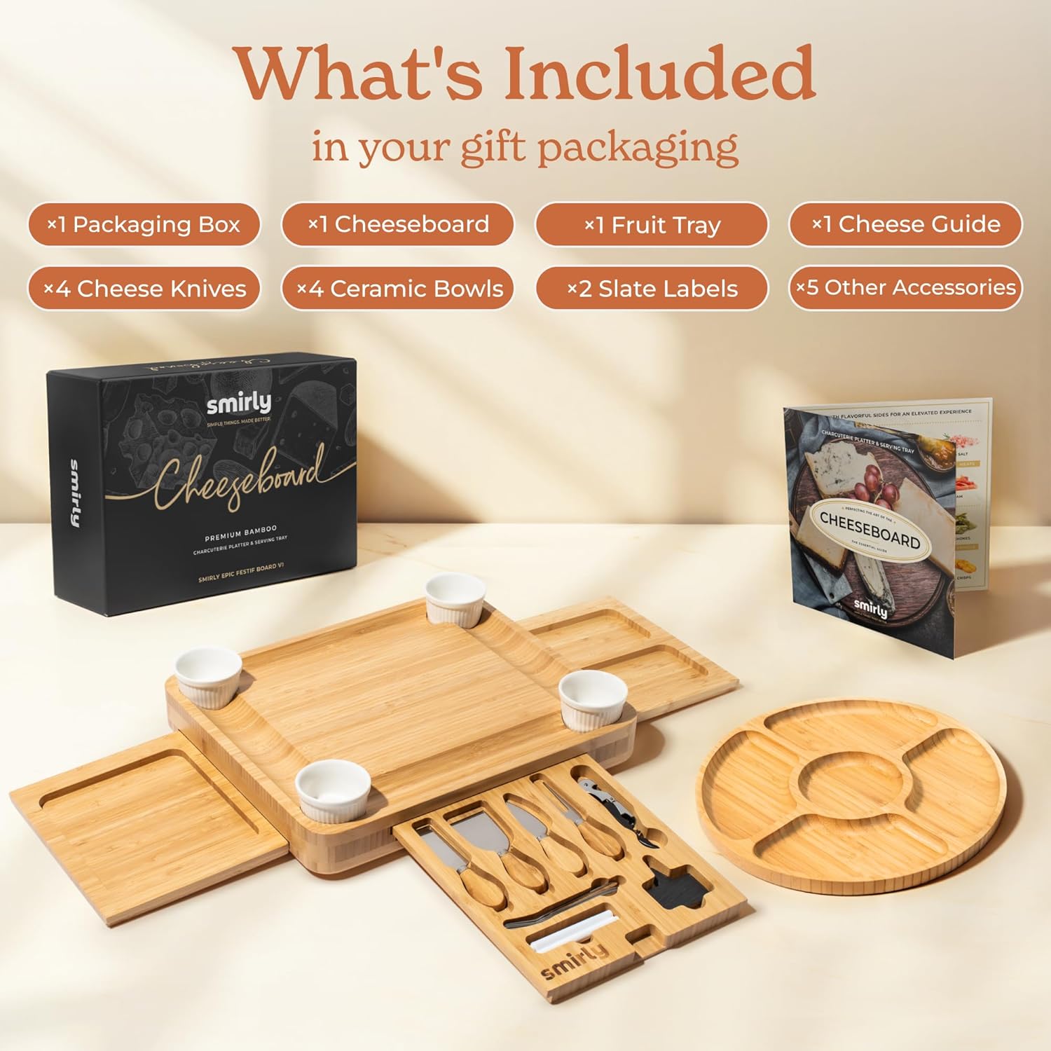 Thumbnail 1 de SMIRLY Charcuterie Board Set large bamboo 1pc 🧀