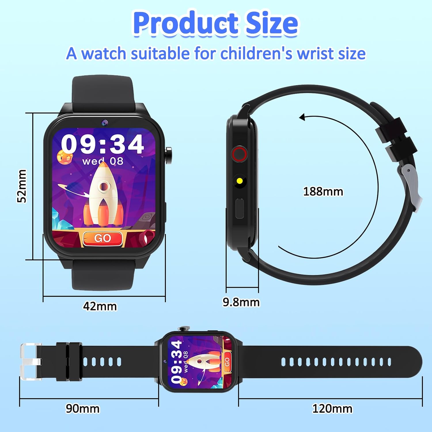 Thumbnail 6 de Kaacly Kids Smart Watch for Girls & Boys (Black) with 1.83-inch DIY Face, Steps Counter & Sleep Monitoring