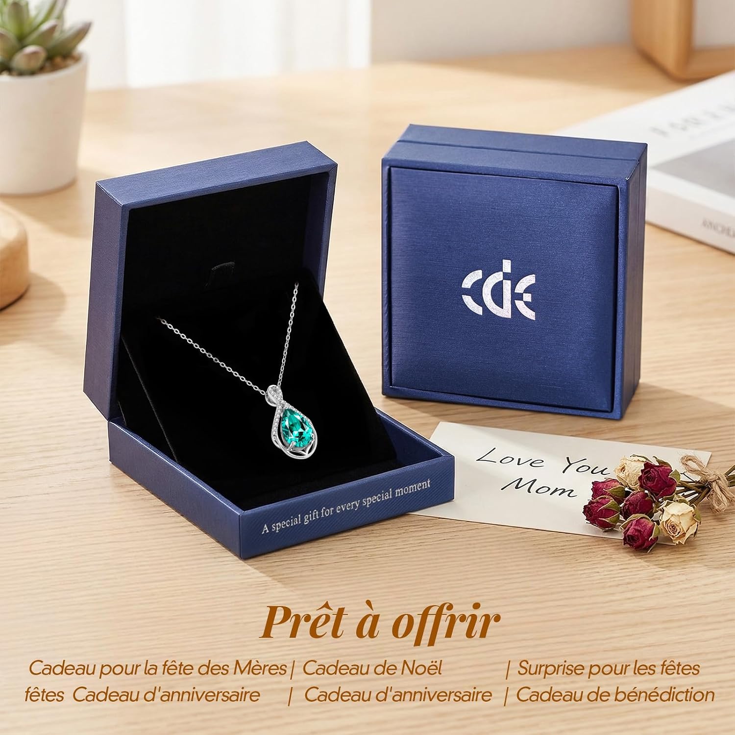 Thumbnail 6 de CDE Collier Femme Goutte d'Eau – Pendentif en laiton plaqué rhodium avec zircones 5A, cadeau élégant pour elle