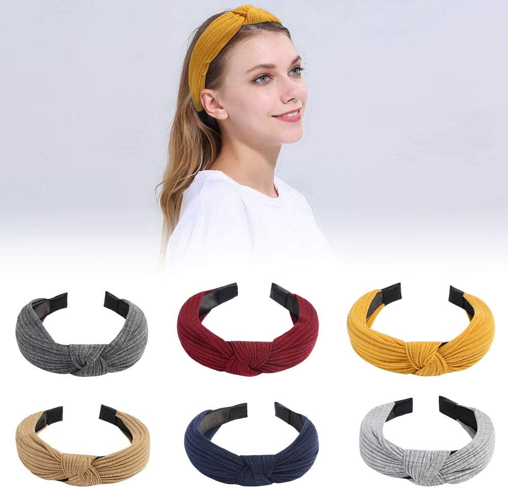 Detalle de URAQT set da 6 fasce per capelli donna super morbide annodate Criss Cross