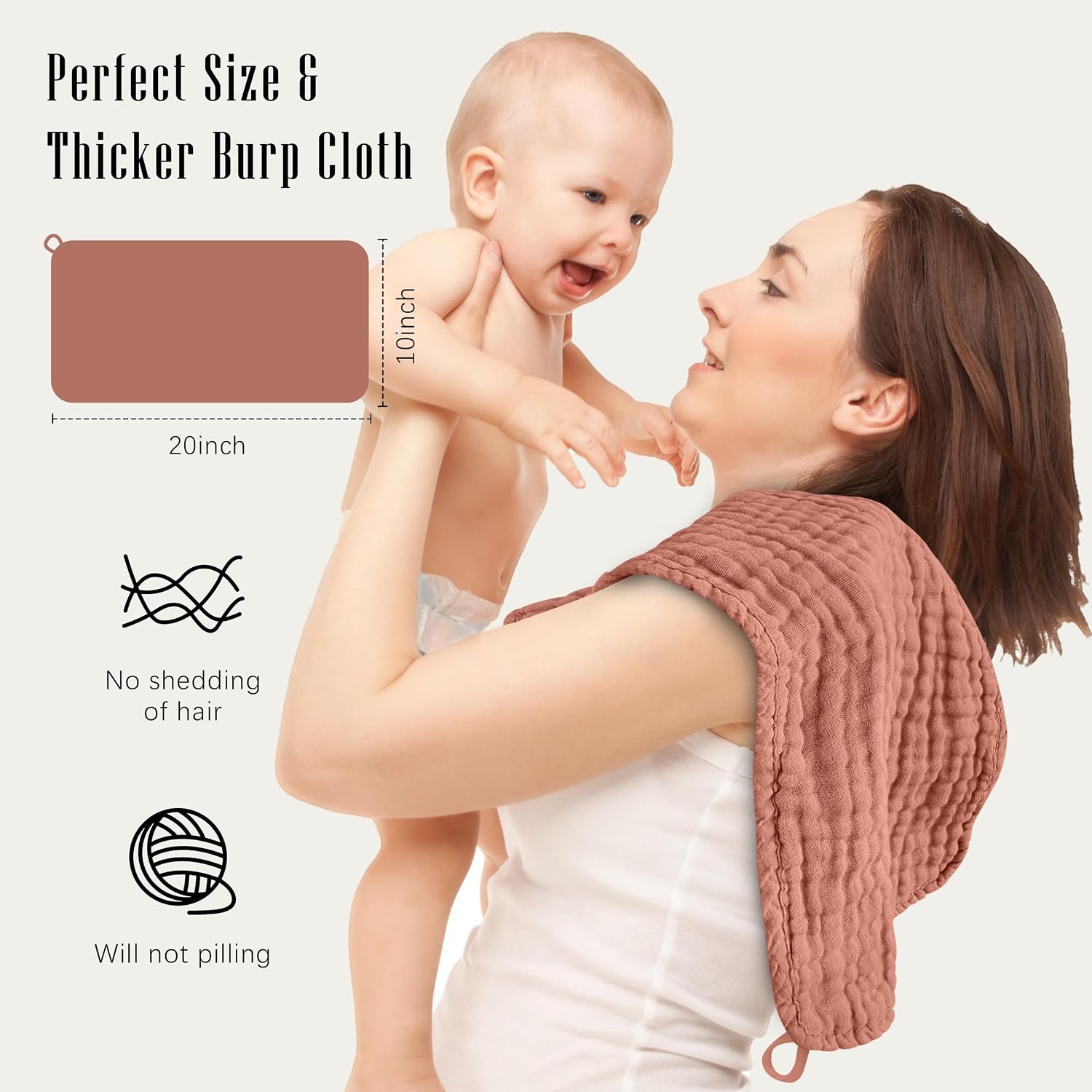 Detalle de SWEET DOLPHIN Muslin Burp Cloths, 100% Cotton