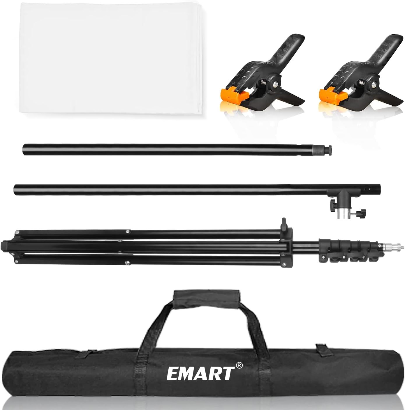 Thumbnail 6 de EMART White Backdrop with Stand – 1.5x2.0m (5x7ft) and 1.5x2.6m T-Shape Support Kit