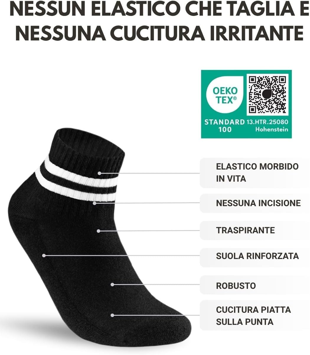 Detalle de sockenkauf24 – 10 Paia Calze Sportive da Tennis Quarter Rinforzate, Uomo e Donna