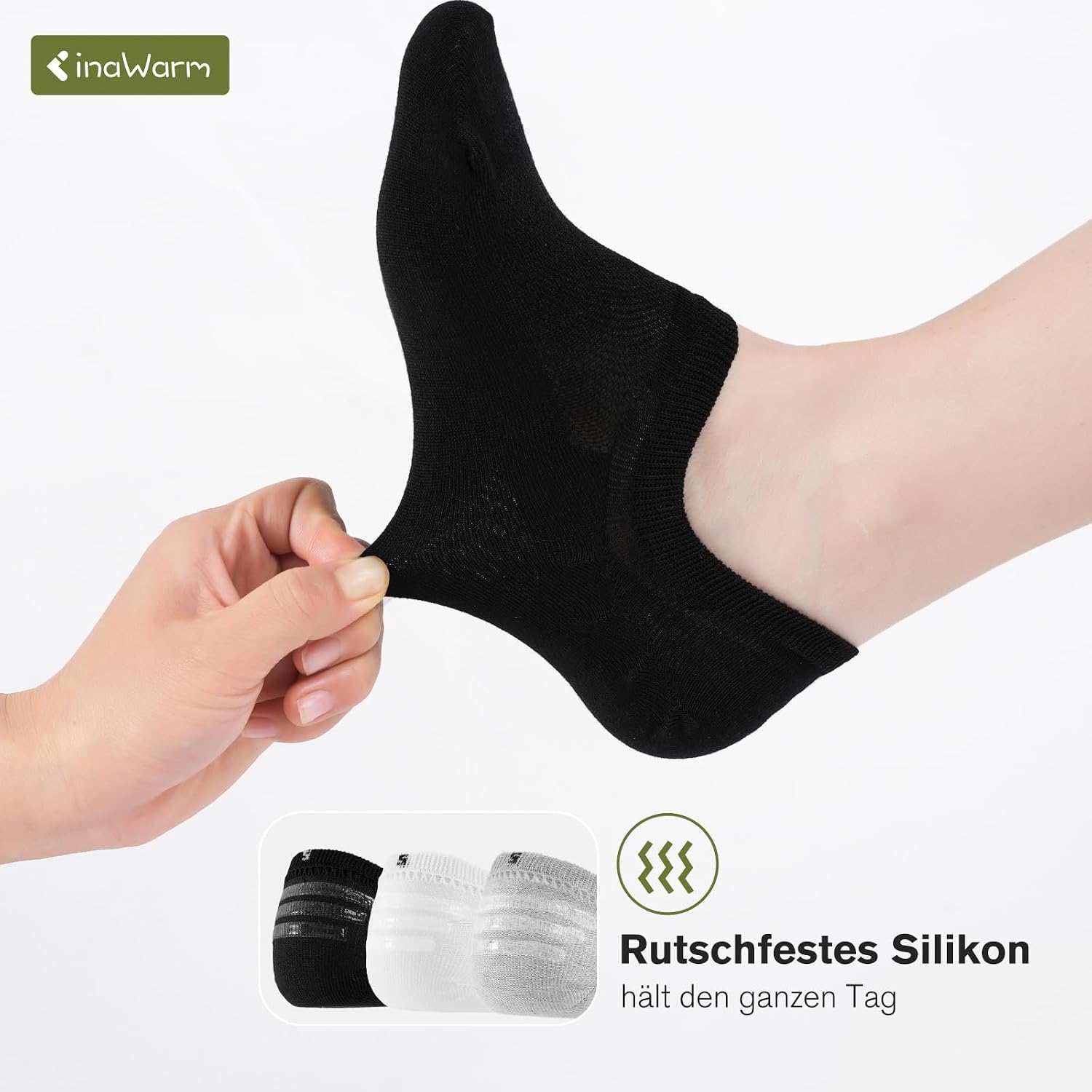 Thumbnail 4 de inaWarm Bambus No-Show Füßlinge Damen 6/10 Paar – Unsichtbare Sneaker-Socken mit rutschfestem Silikon