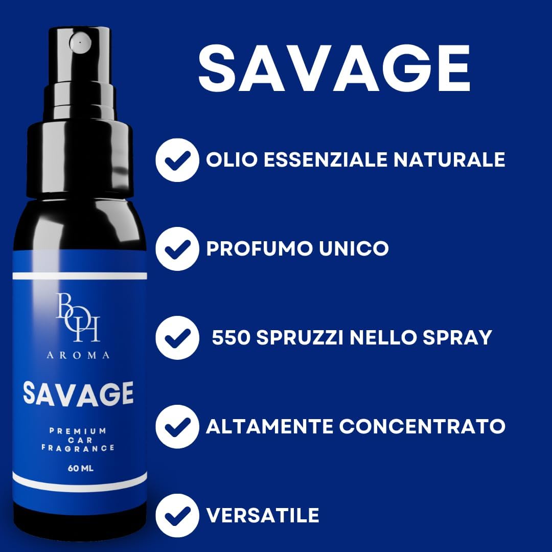 Detalle de BOH Aroma profumo per auto SAVAGE — spray profumato e neutralizzatore di odori, 60 ml