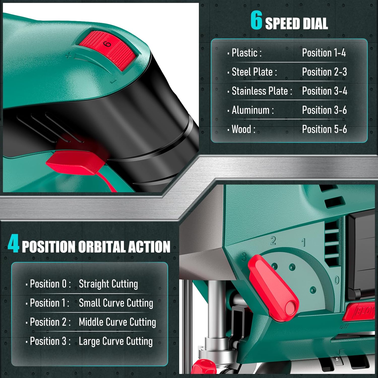 Thumbnail 1 de HYCHIKA 800W Jigsaw with Laser Guide – Practical corded option for DIY wood, metal and plastic projects