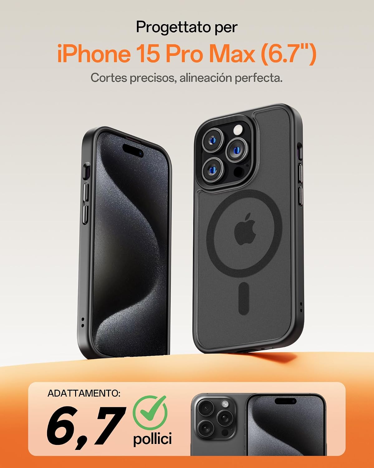 Detalle de UNBREAKcable Custodia Magnetica per iPhone 15 Pro Max 6,7" – Protezione completa, MagSafe e antirischi