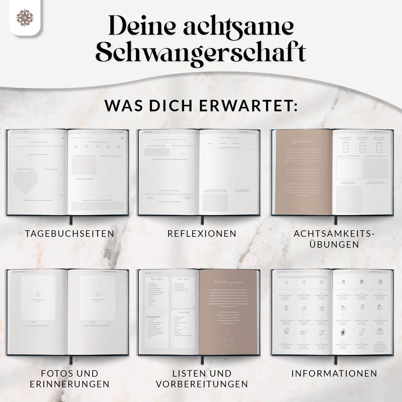 Thumbnail 5 de Lebenskompass® Schwangerschaftstagebuch „FUNKEL“ im A5-Format – Erinnerungen, Reflexion & Achtsamkeit