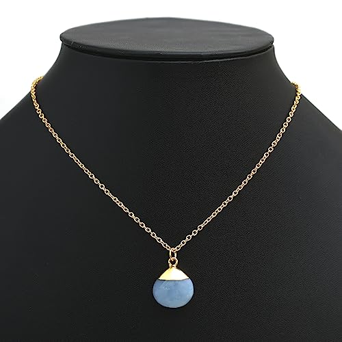 Detalle de Gempires Natural Blue Opal Pendant Necklace with Pear Pendant on 16+2in 14k Gold Plated Chain