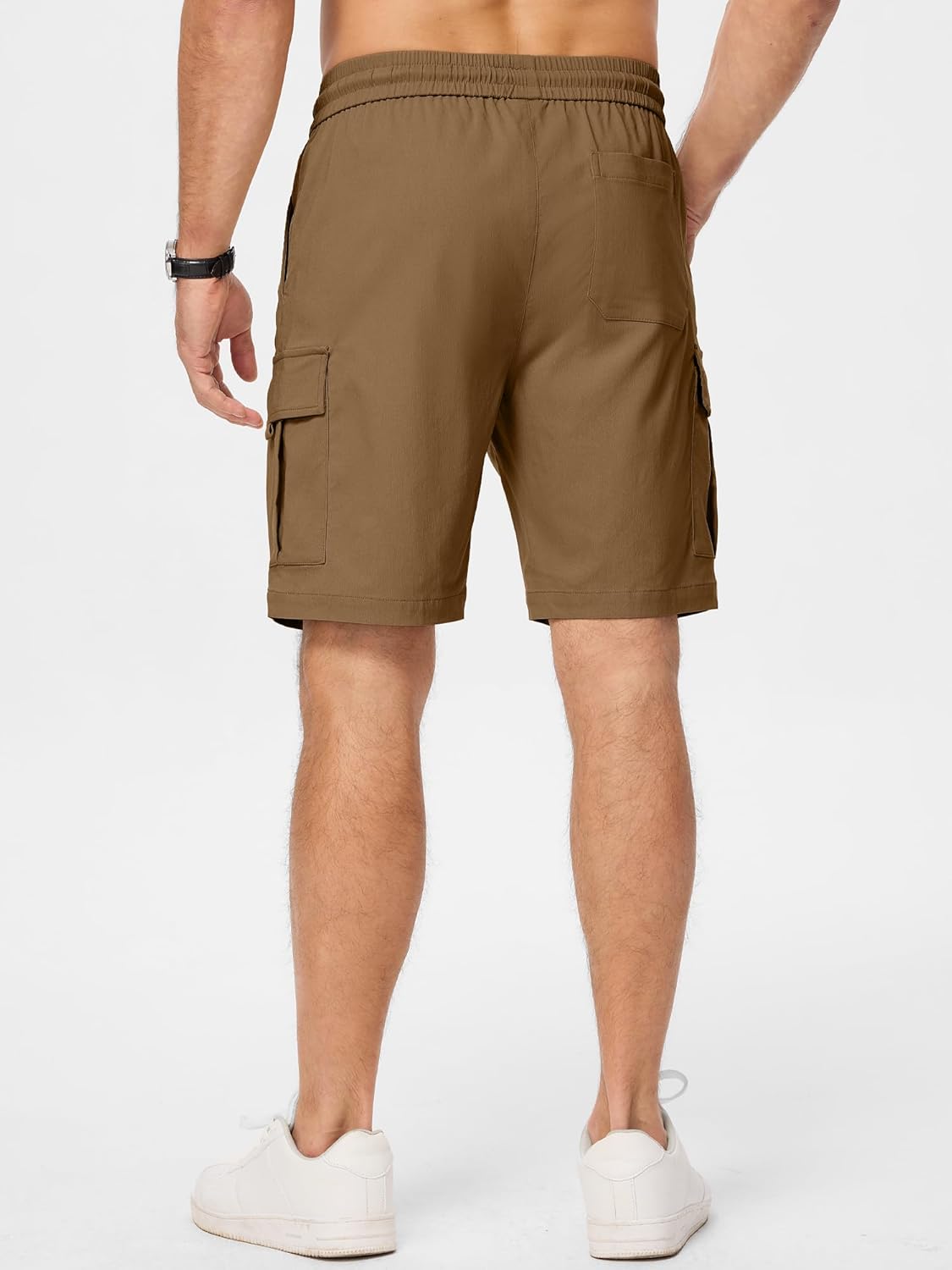 Detalle de JMIERR Kurze Hosen Shorts Cargo Shorts Herren – elastischer Bund, 5 Taschen, vielseitig einsetzbar