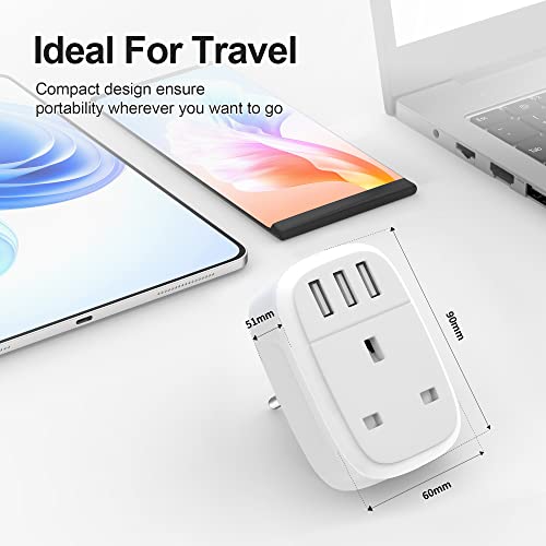 Detalle de Jmfufnv UK to EU Travel Adaptor with 3 USB Ports (Type E/F) – Grounded, 2500W