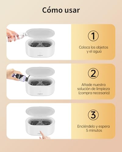 Detalle de JeaTone Limpiador Ultrasónico de 46 kHz, 600 ml: limpieza profunda para gafas, prótesis y joyería