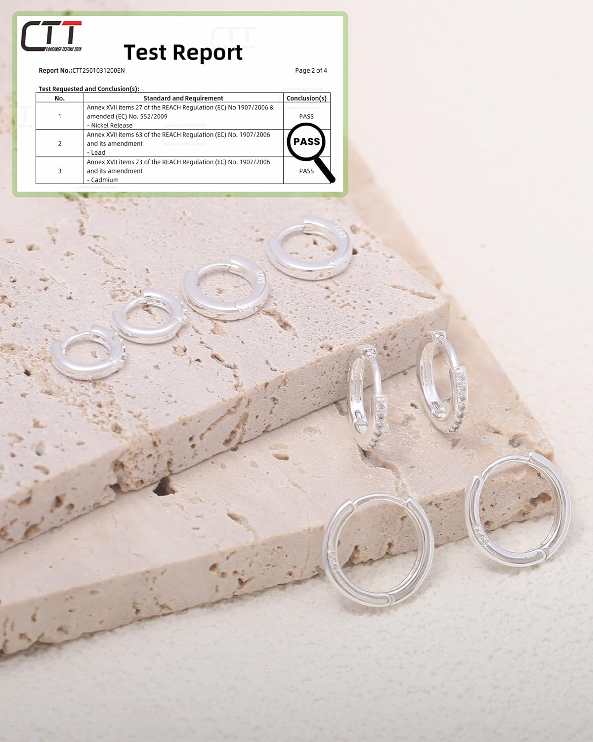 Thumbnail 6 de BVLAGIDA 4 paires de créoles en argent 925 (argent/or) — hypoallergéniques pour plusieurs piercings