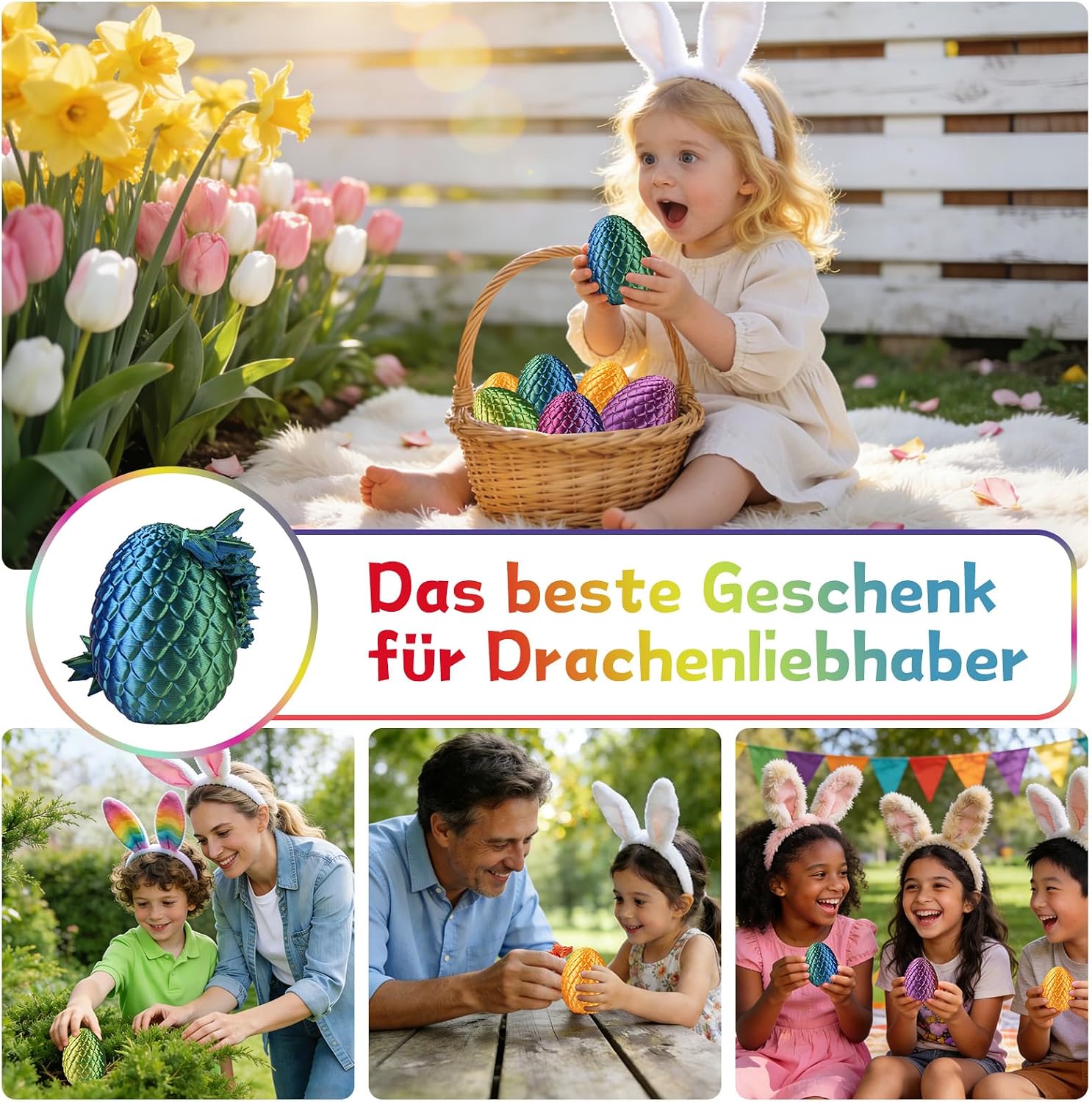 Thumbnail 5 de JOMBY 12er Set 3D-gedruckte Dracheneier – bewegliche Kristall-Drachen als Spielzeug und Deko