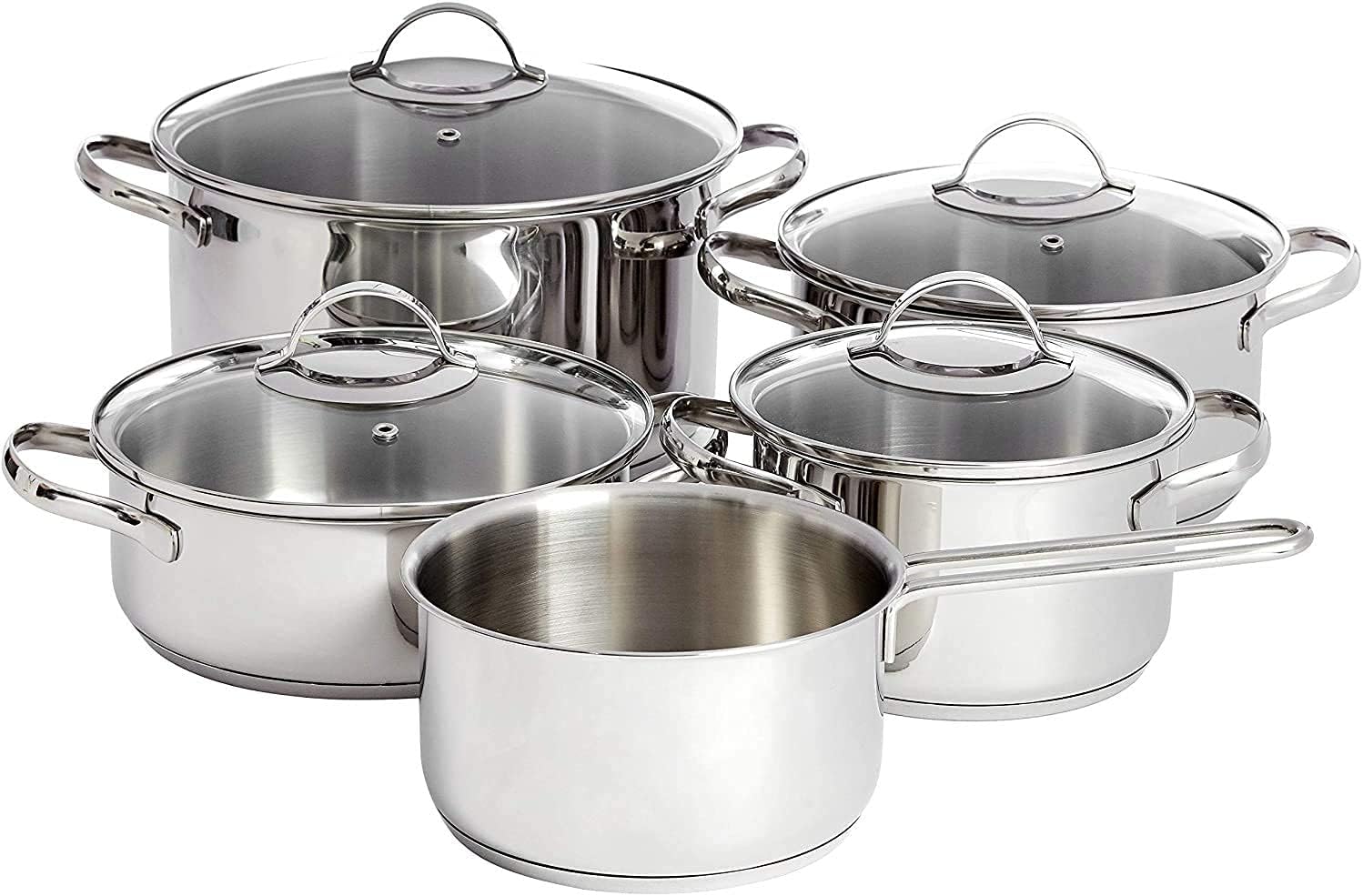 Detalle de Amazon Basics 9-Piece Stainless Steel Induction Cookware Set