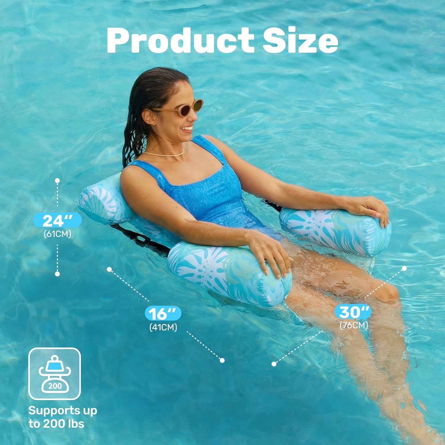 Thumbnail 4 de SLOOSH Inflatable Pool Lounge Chairs (2-Pack) with Mesh Sling & Tropical Design