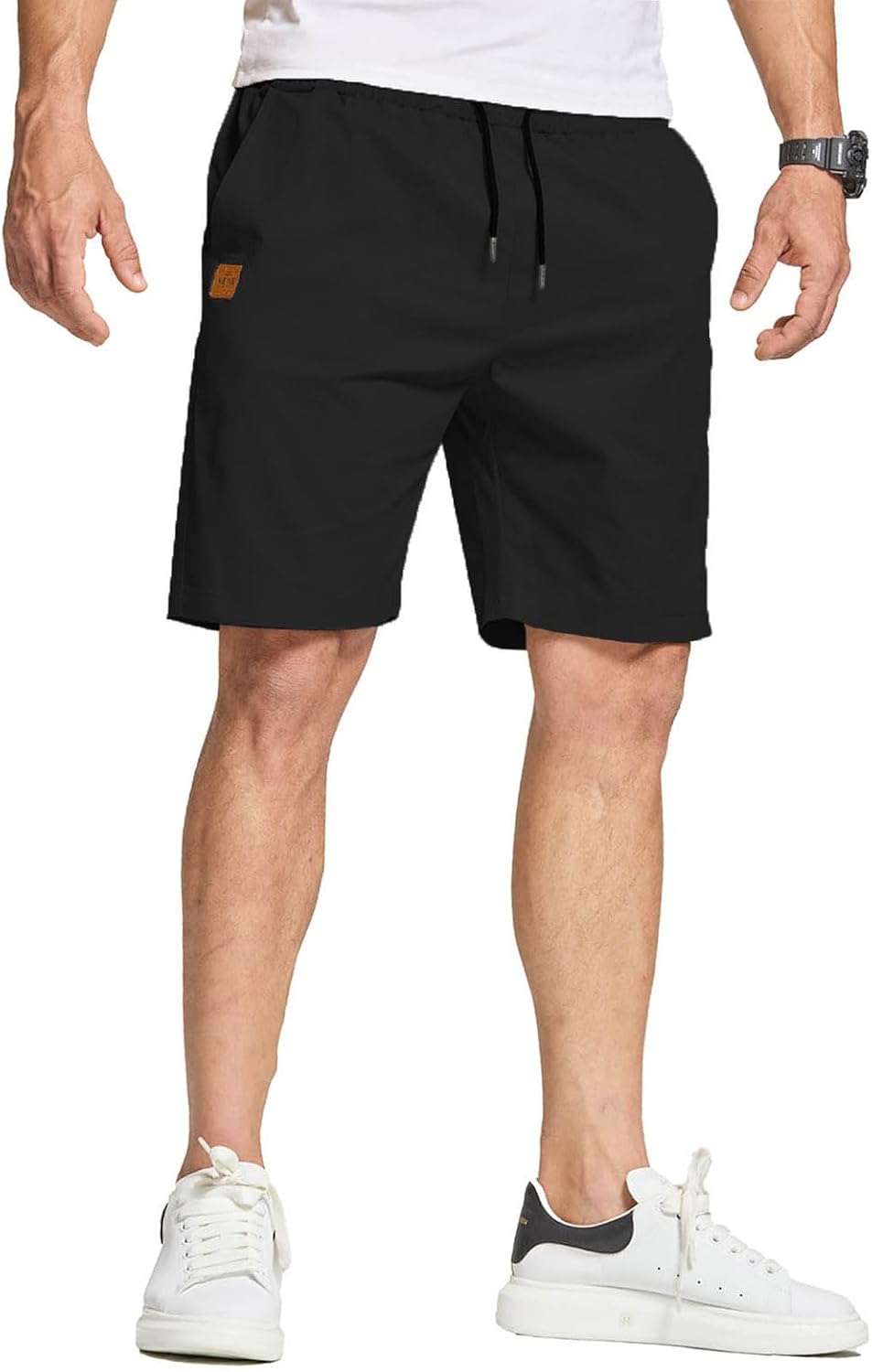 Detalle de JustSun Men's Summer Shorts: Cotton Chino with Elastic Waist Pockets