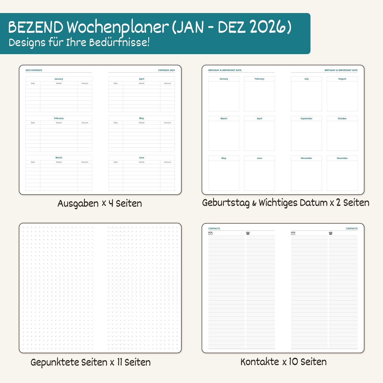 Thumbnail 4 de BEZEND Taschenkalender 2026 A6 17 x 11 cm 📒