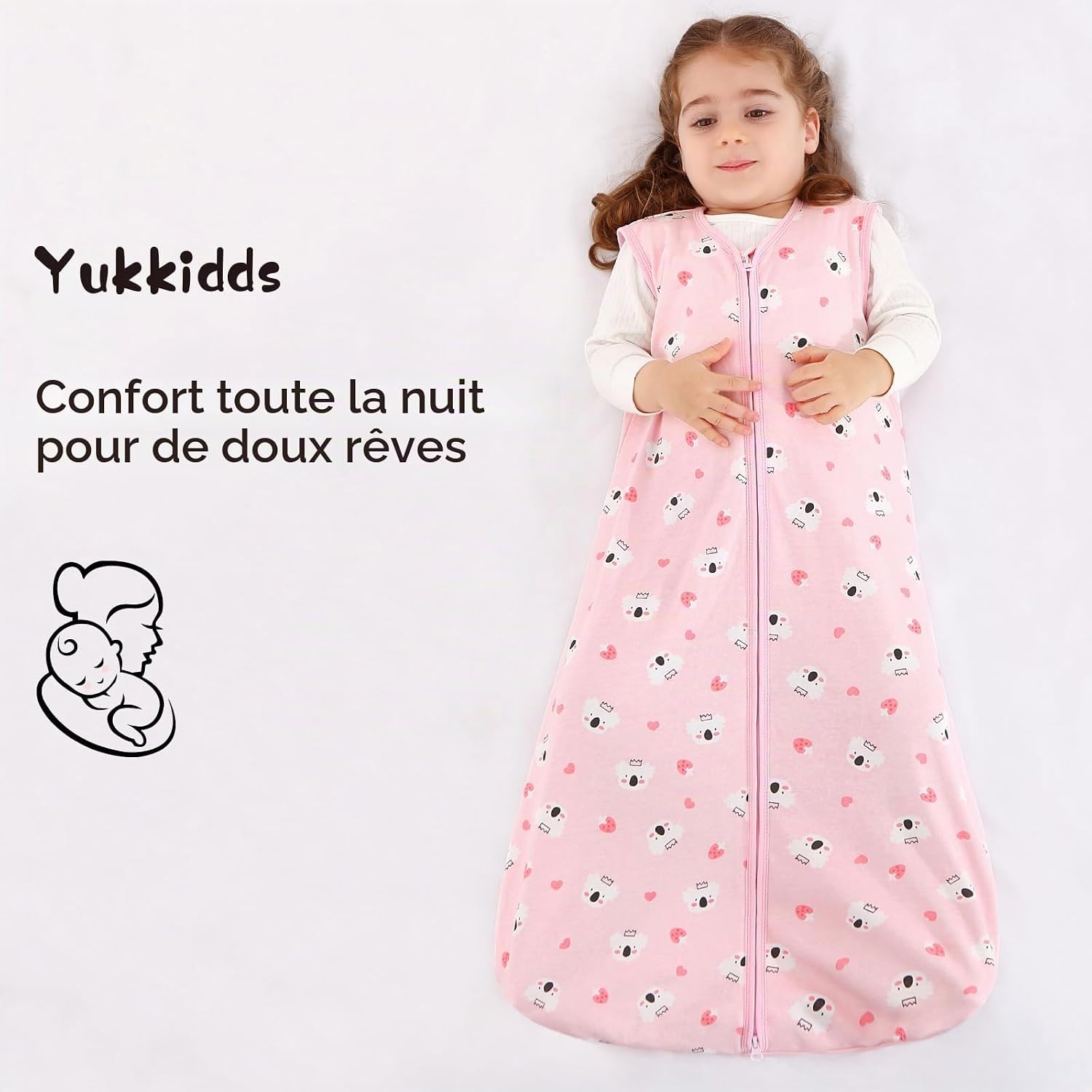 Thumbnail 5 de Yukkidds Gigoteuse Été Bébé 0.5 TOG 12-18 Mois — Lot de 2 Turbulettes 100% Coton, sans manches, unisex Baie Rose
