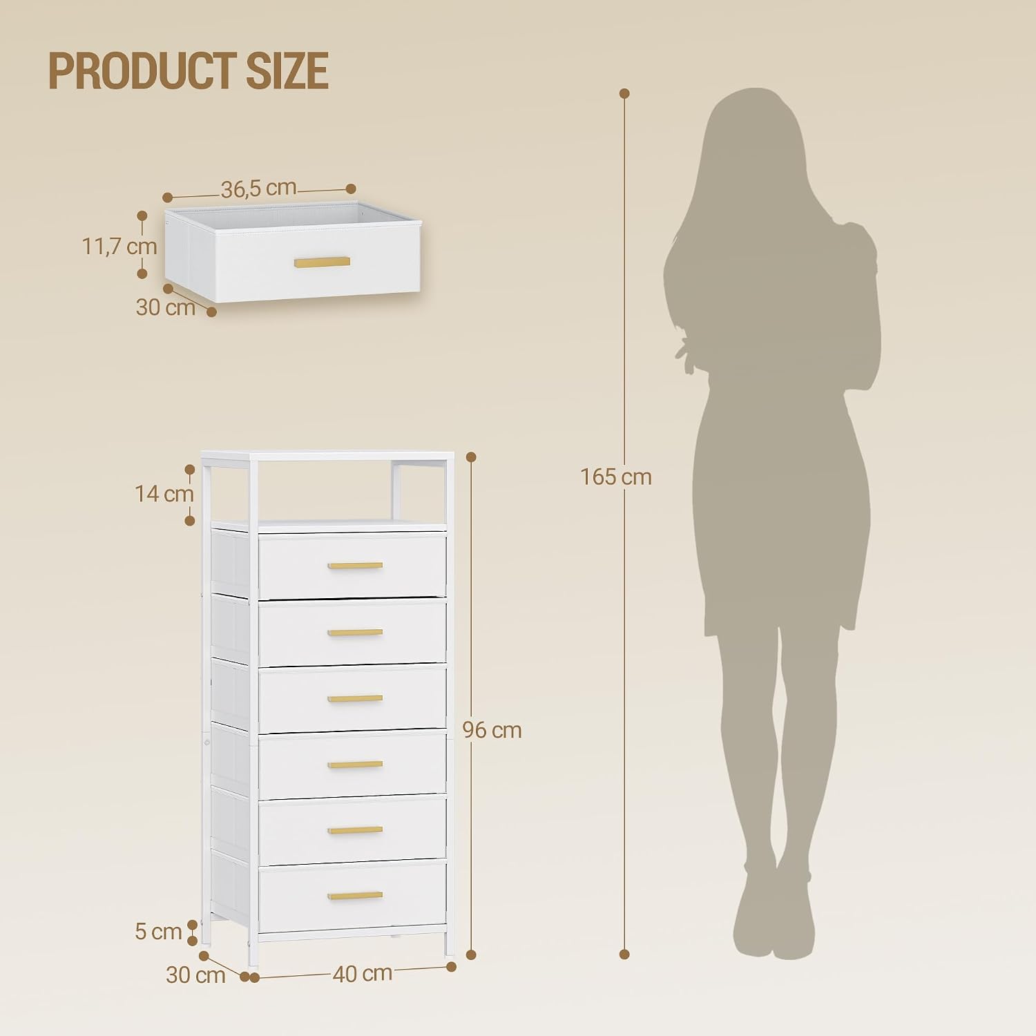 Detalle 2 de Hzuaneri Commode Chambre 6 tiroirs pliables blanc