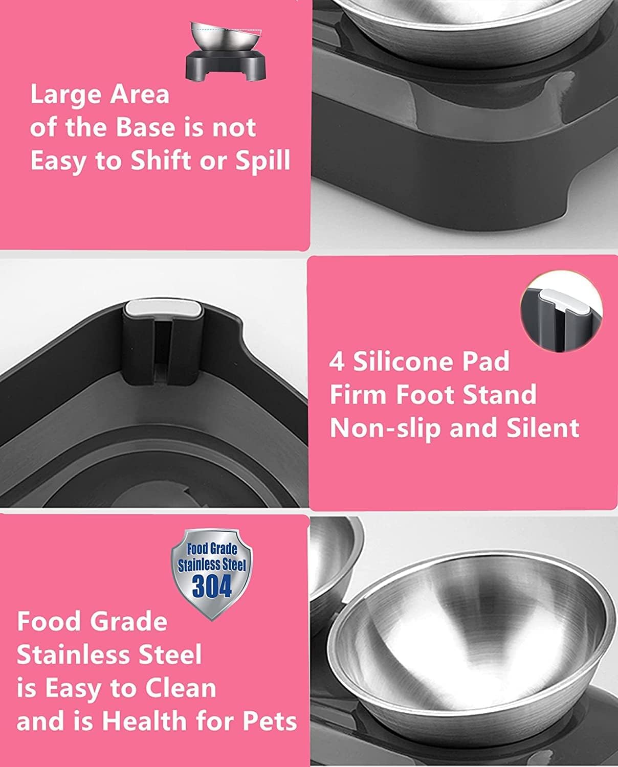 Detalle 2 de PewinGo Cat Bowl 15° tilted stainless steel feeder 🐱