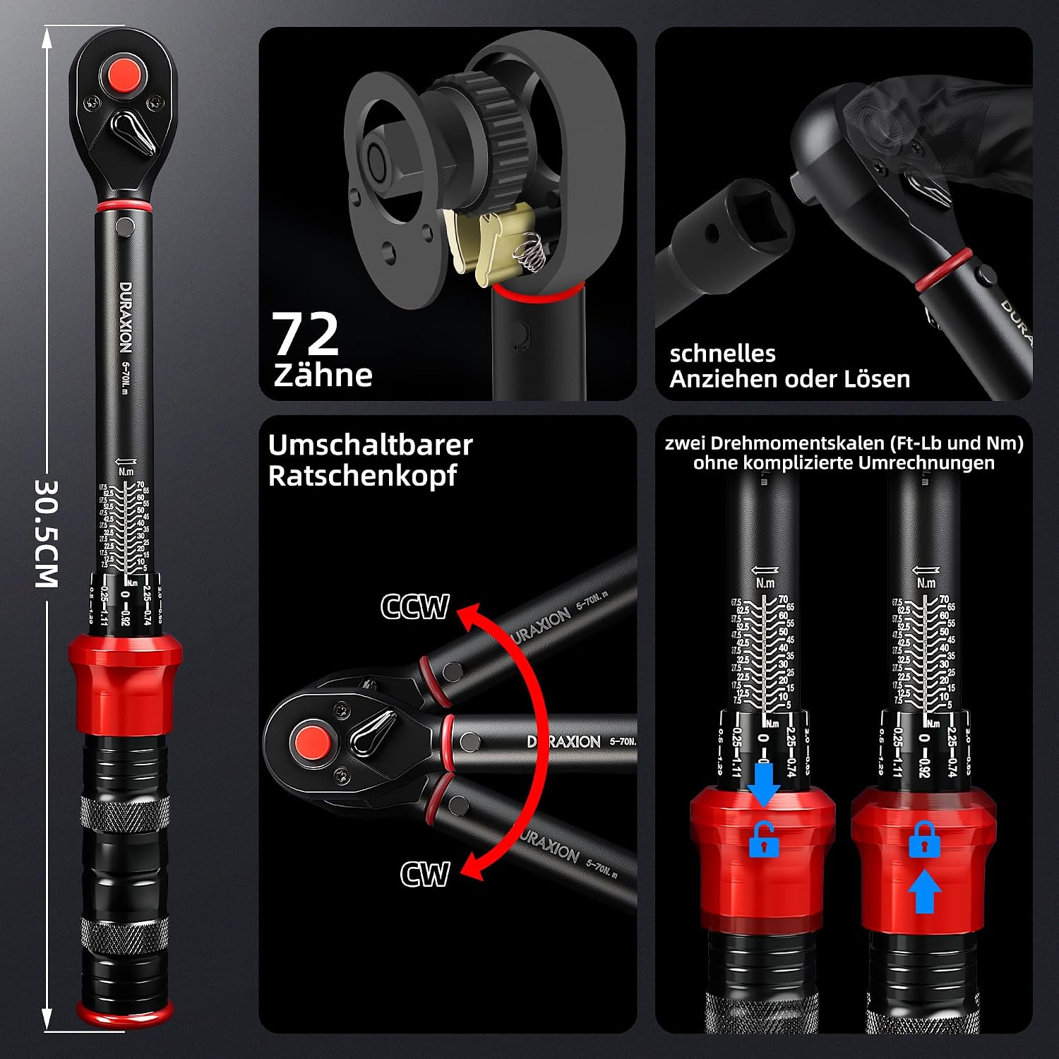 Thumbnail 1 de DURAXION Drehmomentschlüssel Motorrad 3/8 Zoll – 5–70 Nm, ±3% Kalibrierung, 72 Zähne