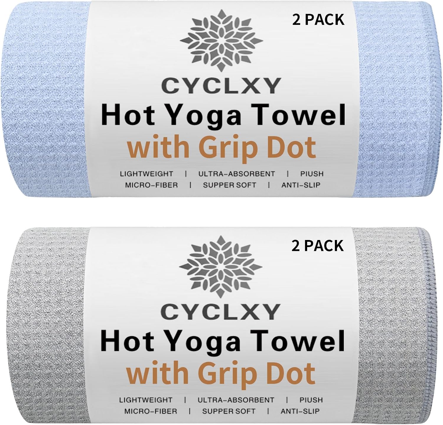 Detalle de CYCLXY yogatowel-02 Hot Yoga Towels, 2-Pack Microfiber with Grip Dots