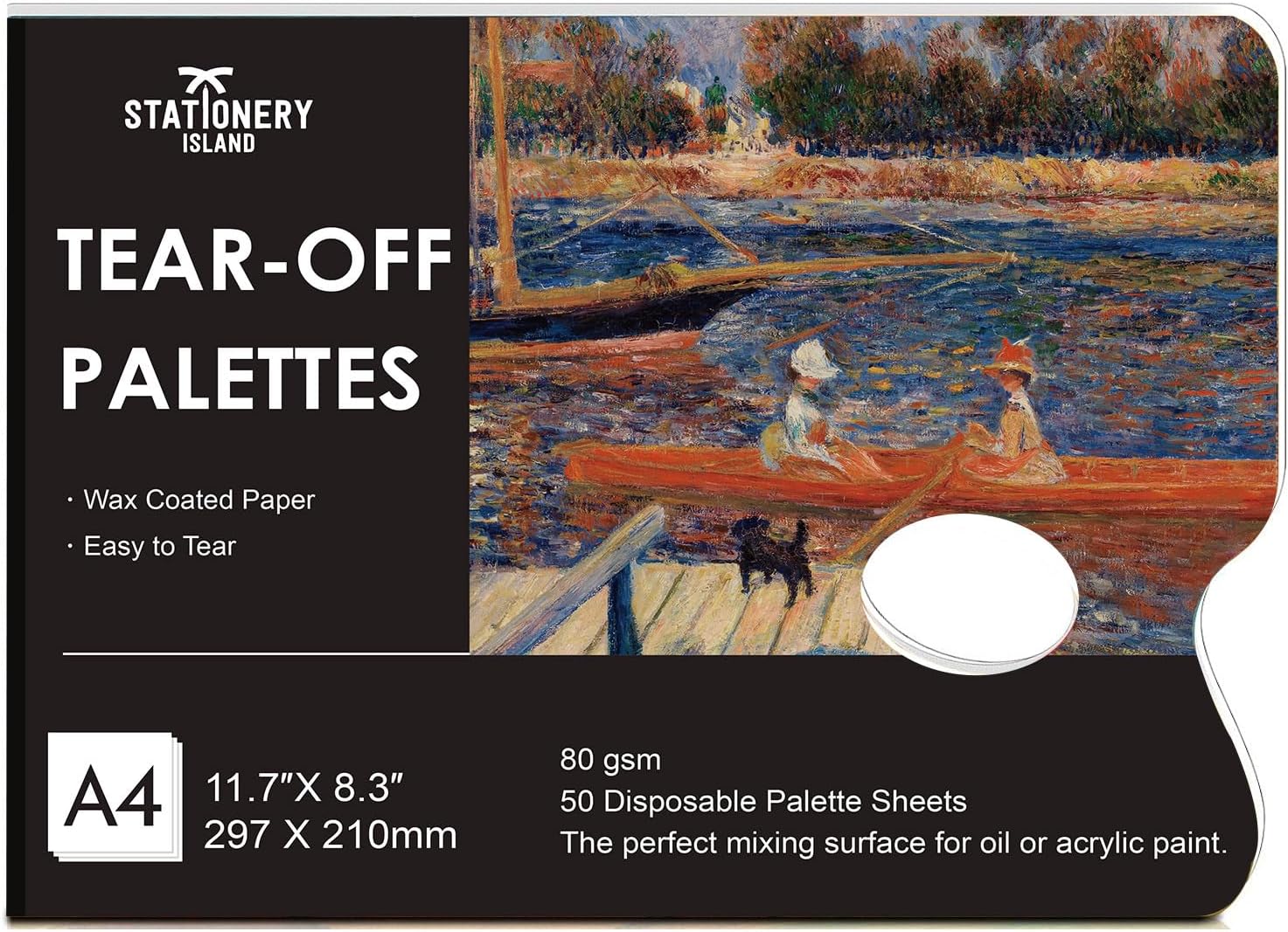Detalle de Stationery Island A4 Tear-Off Palette Pad (50 Sheets, 80gsm) for Oil, Acrylic & Watercolour Painting
